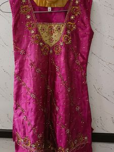 Rose Pink Suit With Full Work