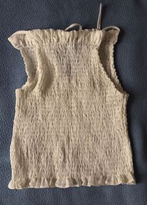 White Shirred Ruffle Tank Top