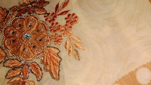 Chanderi Silk Saree, Embroidery Design, Mustard
