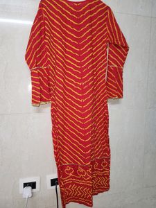 Beautifully Red Kurta Pant Set With Bell Sleeves