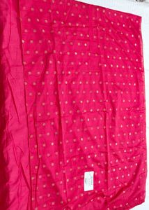 Women Saree Mall Silk Blend Zari Pink Suit Fabric