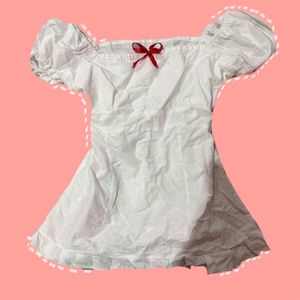 White Puff Sleeve Mini Dress
