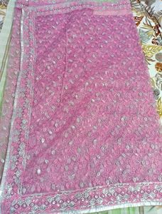 Fully Heavywork Partywear Silver Pink Saree🌸💕