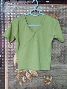 Green Wrap-Front Tee