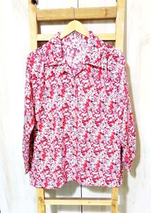 Red Printed Cotton Shirt Size-46-48