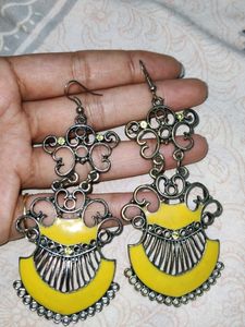 Oxidised Silver Yellow Danglres