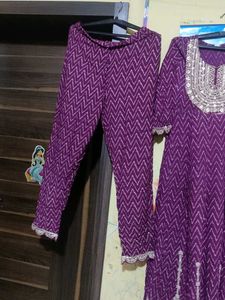 Purple Embroidered Kurta Set