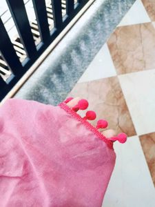 Pink Polka Dot Cotton Dupatta