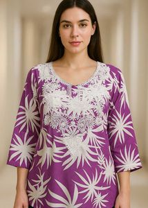 Elegant Purple Embroidered Short Kurti