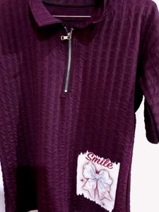 Cute Burgundy Polo Top