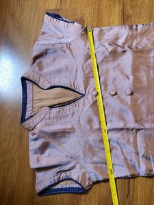Bronze Color Kurti Standing Collar Blue Border