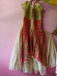 Pink &amp; Gold Embroidered Dress