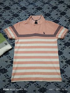 Flick Striped Polo T-Shirt (🩷🤍💙)