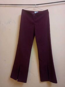 Burgundy Split Hem Pants