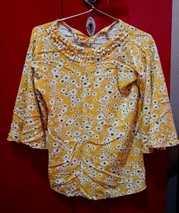 Yellow Cotton Casual Wear Top