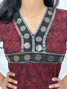 Maroon Floral Kurta