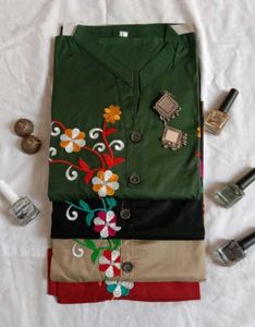 Green Embroidered Kurta