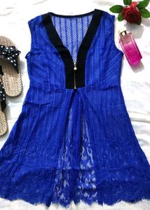 Beautiful Blue lace cape type top for women / girls