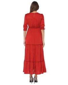 Red Riffle tiered Maxi Dress