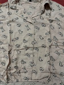 Cute Cat Print Button-Down Shirt