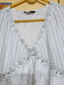 White Floral Kurta