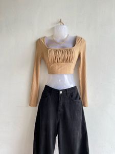 Ruched Front Long Sleeve Top