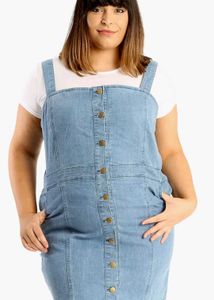 Denim Button-Front Pinafore Dress