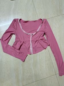NEWME pink full sleeves cute top
