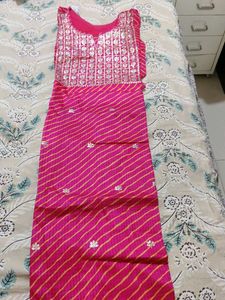 Excellent Festive Deep Rani gota Patti Kurta