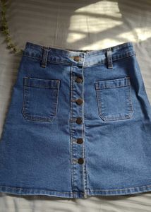 Denim Mini Skirt with Buttons