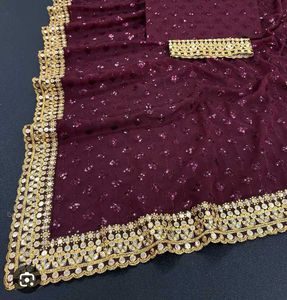Elegant Dark Brown Saree