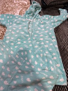 Blue Colour Fleece Night Suit Women