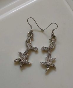 Silver Starburst Dangle Earrings