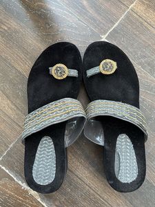 Elegant Black Embellished Flats