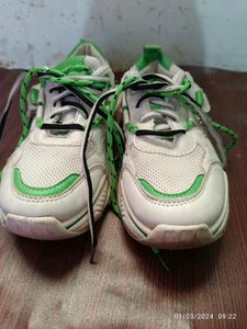 White and Green Shoes