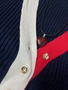 Stylish Navy &amp; Red Knit Top