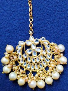 Elegant Indian Gold Plated Pearl Maangtikka