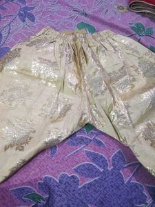 red and off white colour banarasi suit