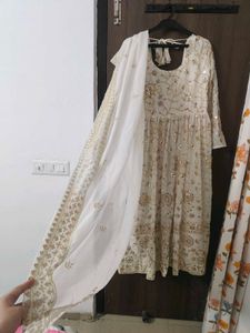 Elegant White Anarkali Suit Set