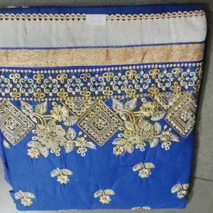 Royal Blue Dress Material in diamond