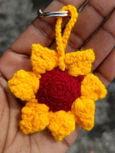 Sunflower Crochet Keychain