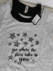 Grey Top For Women With Fancy Neck Design