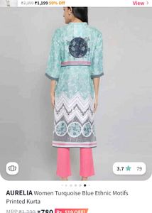 M size Green Printed Kurta