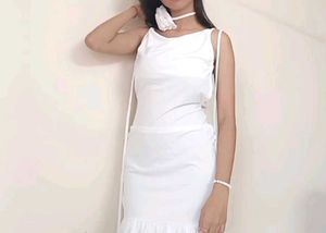 White Mini Dress with Flower Choker New Me Asia