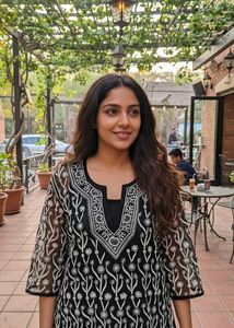 Black Chickenkari style transparent kurti