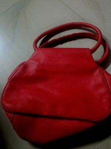 Red Faux Leather Handbag