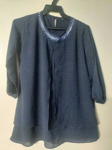 Multilayered Elegant Polka Chiffon Top.Brand new.