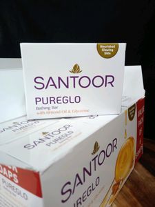 🆕Santoor PureGlo Glycerine Bath Soap with Almond Oil for moisturized, nourished and shining Skin, Combo Offer 125g Pack of 6