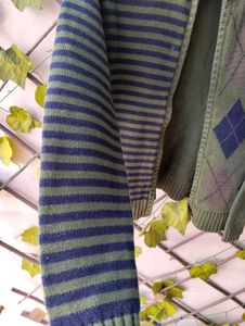 Striped &amp; Argyle Knit Cardigan