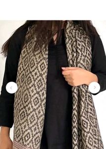 Black Kurti with Printed Scarf